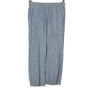 Old Navy Blue White Striped Linen Blend Pants M Nautical Sailor Beachy Summer